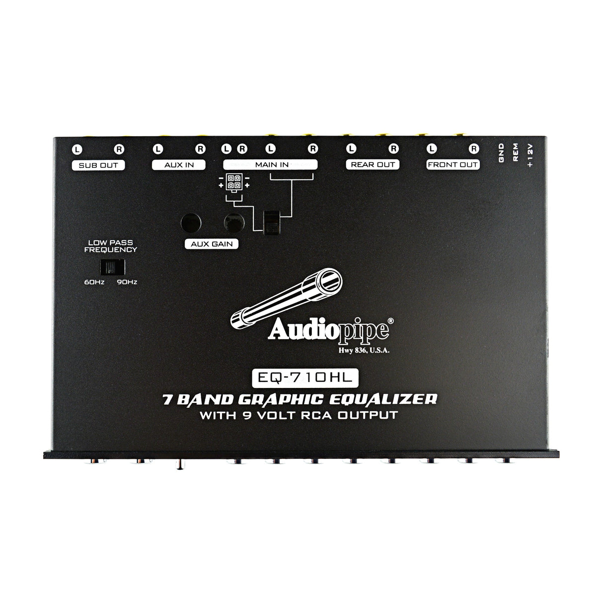 Audiopipe 7 Band Graphic Equalizer with Hi/Lo 9V Line Driver (EQ-710HL) Audiopipe