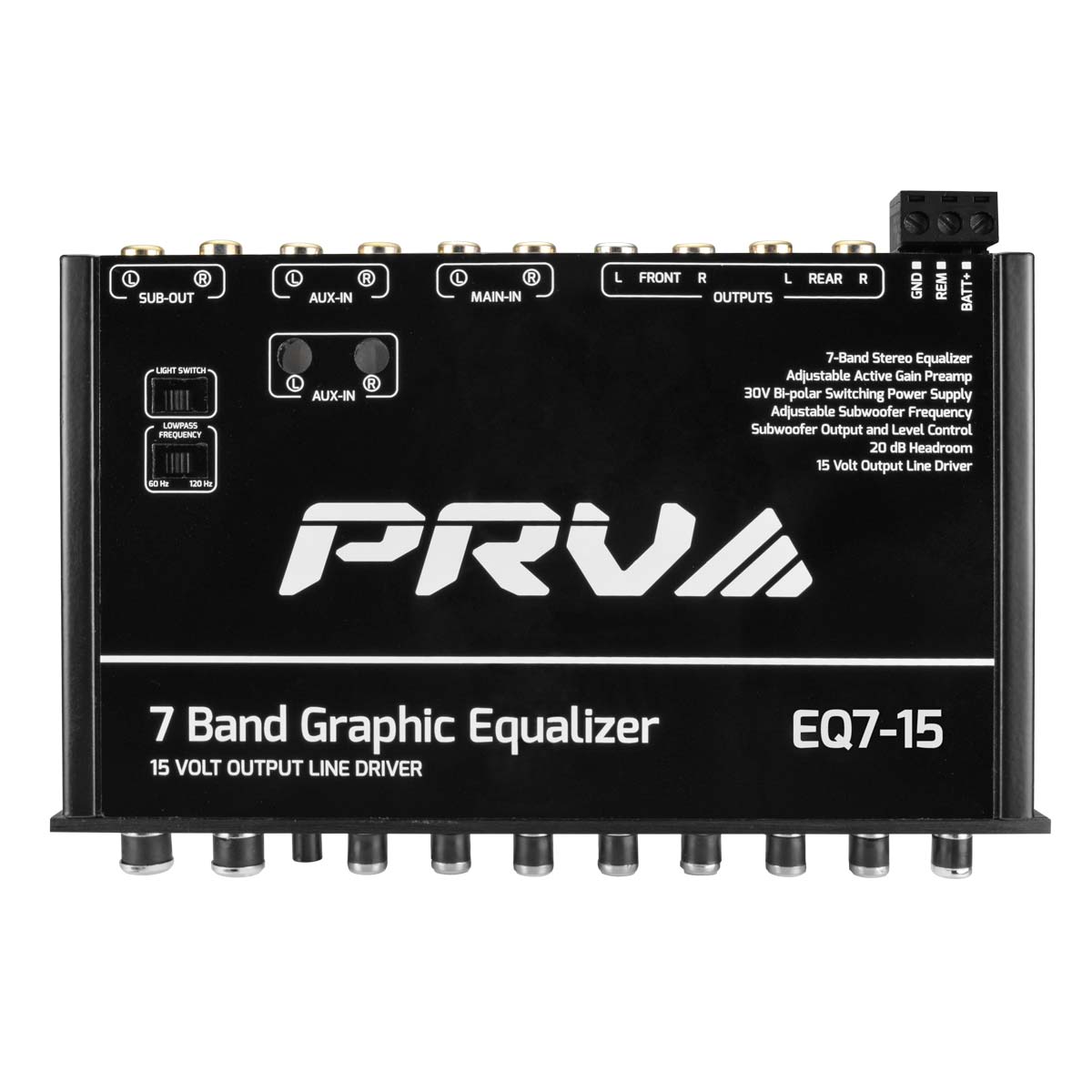 PRV Audio EQ7-15 7-Band Car Audio Equalizer 15V
