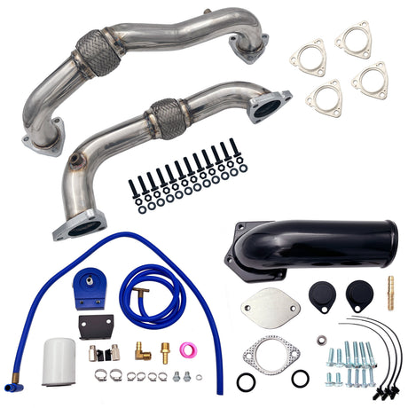 TruckTok 2008-2010 6.4L Ford Powerstork Exhaust Up Pipes & EGR Coolant Filter delete kit TruckTok