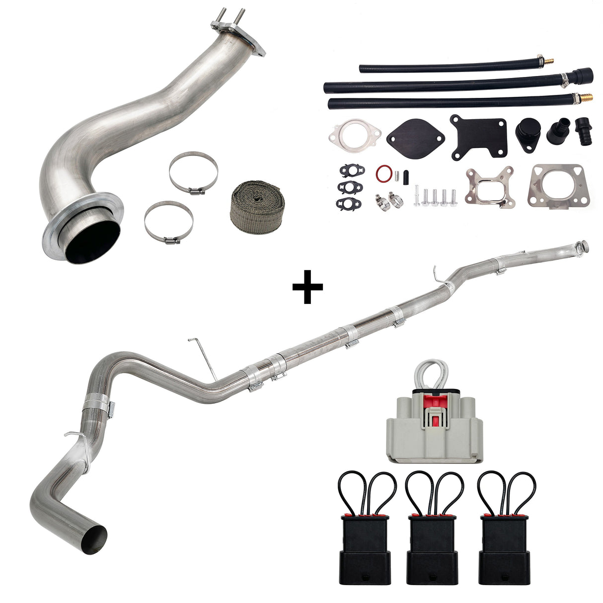 TruckTok 2017-2019 6.6L Duramax L5P 4" DPF Delete pipe & 3.5" Downpipe w/EGR Delete kit TruckTok