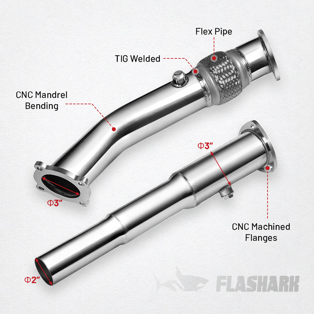 3 Inch Exhaust Turbo Downpipe for 1999-2004 Volkswagen VW MK4 Golf/Jetta/Beetle 1.8L Flashark
