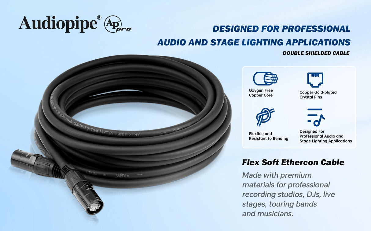 100’ Flex Soft Ethercon Cable (ETHR-823-100S) Audiopipe