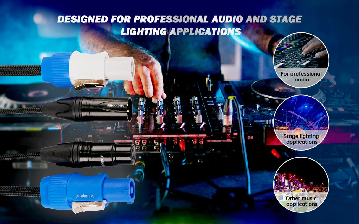 6Ft DMX Extension Cable with Power and XLR Connectors (EX-PWC-DMX-6) Audiopipe