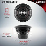 DS18 EXL-XX15.4DHE 15" 2000W RMS High Excursion Subwoofer DVC 4-Ohm DS18