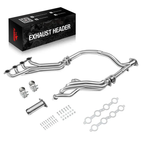 Long Tube Headers for 2007-2014 Chevy Silverado/Suburban/Tahoe GMC Sierra/Yukon Cadillac Escalade 4.8L/5.3L/6.0L/6.2L Vortec Flashark