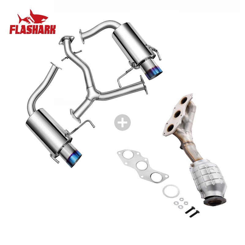 Catback Exhaust System For 2006-2013 Lexus IS250 IS350 V6 Sedan w/ Burnt Tip Flashark