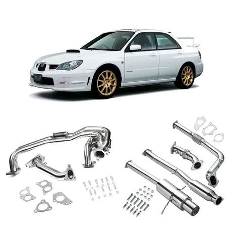 Exhaust Header Up Pipe All in One Kit for 2002-2007 Subaru Impreza WRX/STi Sedan/Wagon 4-Door 2.0L 2.5L Flashark