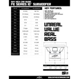 Sky High Car Audio FE 10" 700W RMS Subwoofer DVC Sky High Car Audio