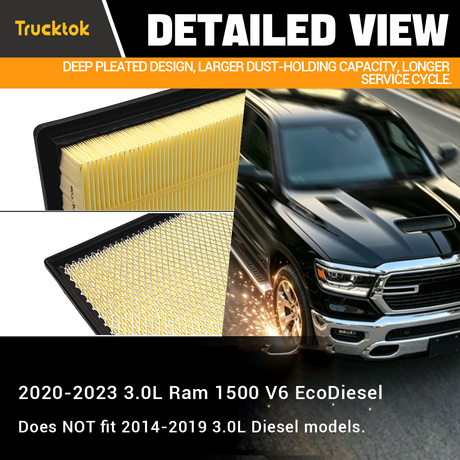 Trucktok 2020-2023 3.0L Ram 1500 Ecodiesel Air Filter Replaces 68441763AA TruckTok