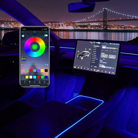 For Tesla 2021 Model 3/Y Neon Light Tubes Center Console RGB Interior LED Strip Lights Flashark