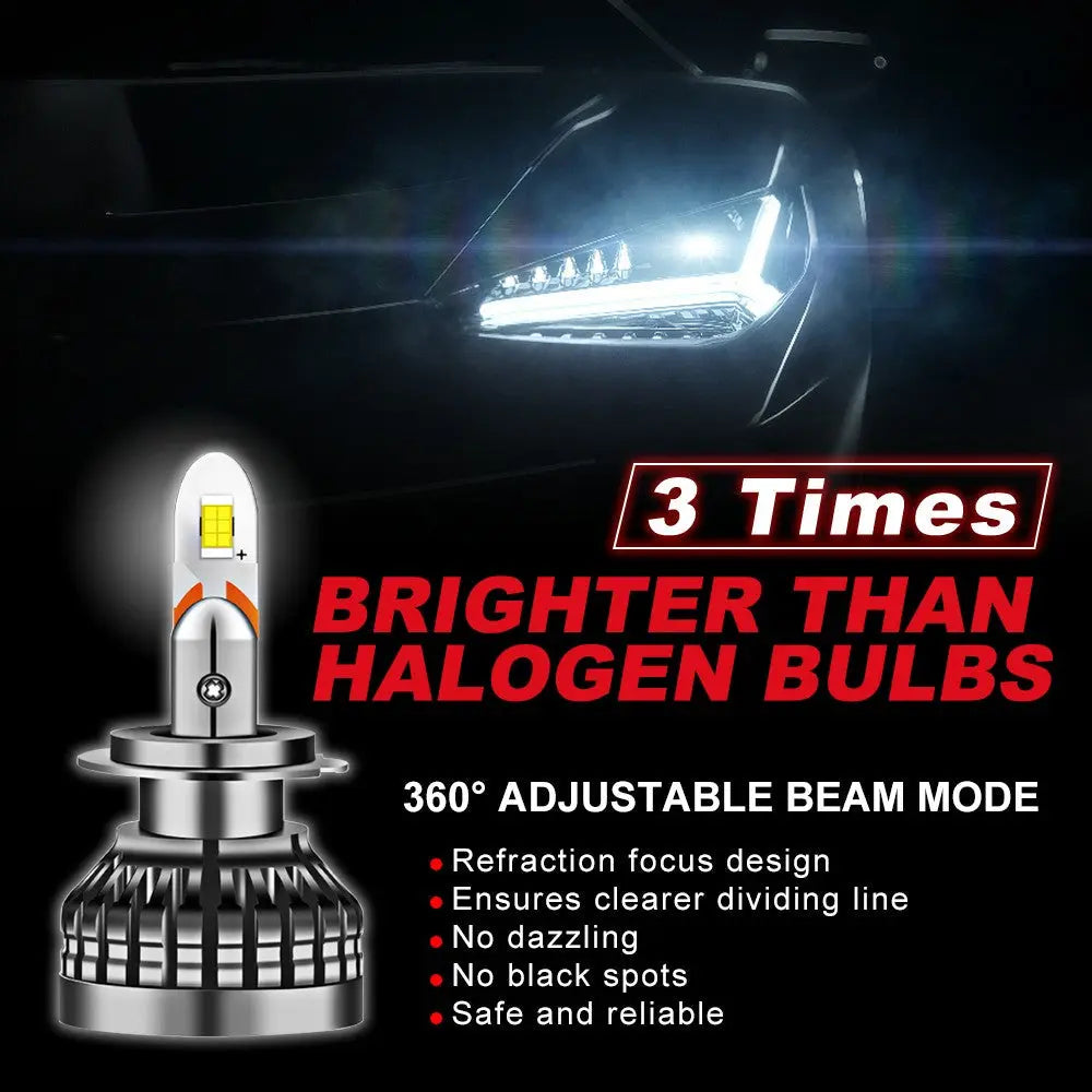 9005/HB3 H4 H7 H11 H13 LED Headlight Bulbs 80W 6400LM 6000K 2 Bulbs