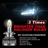 9005/HB3 H4 H7 H11 H13 LED Headlight Bulbs 80W 6400LM 6000K 2 Bulbs