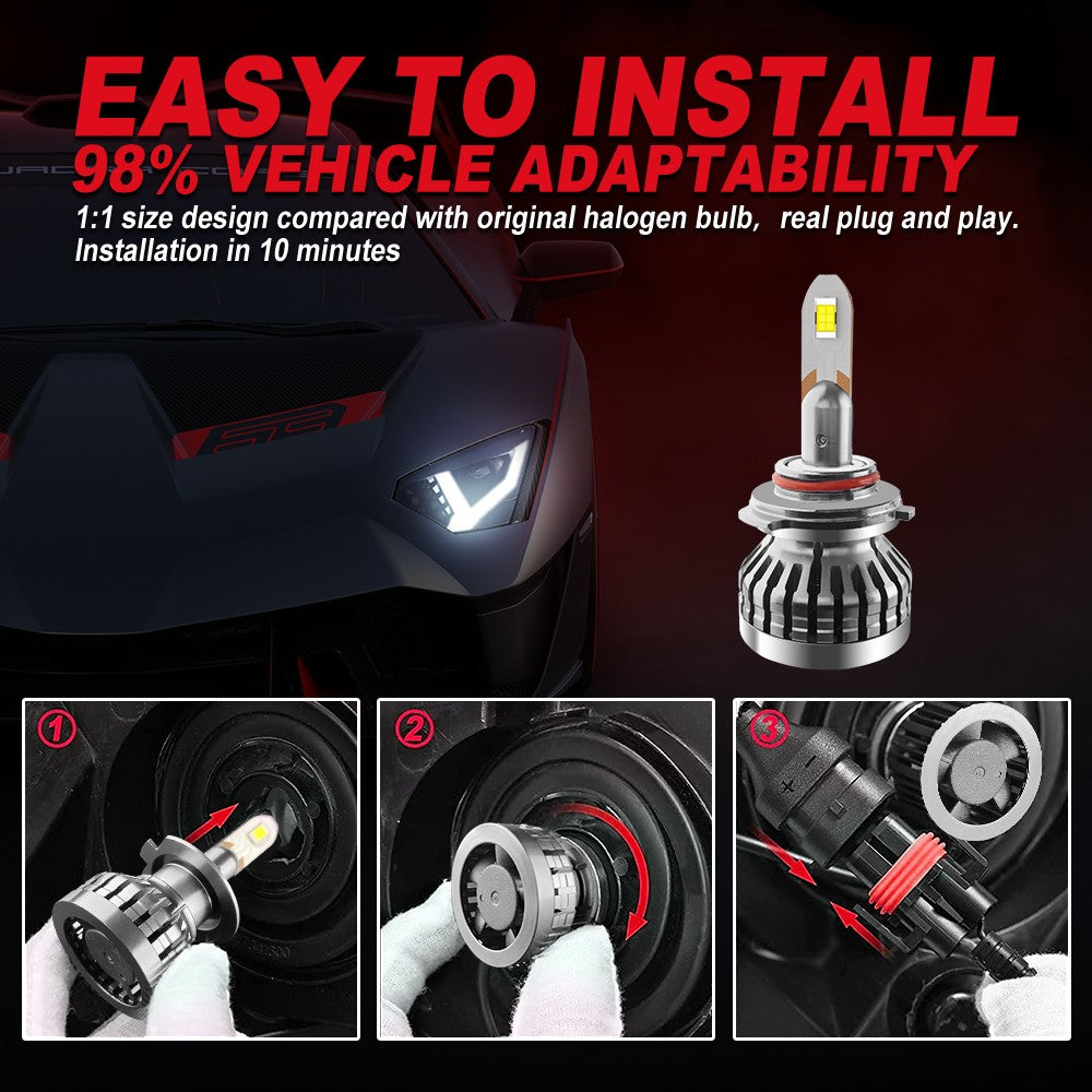 9005/HB3 H4 H7 H11 H13 LED Headlight Bulbs 80W 6400LM 6000K 2 Bulbs Flashark