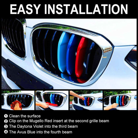 M-Colored Stripe Grille Insert Trims Compatible with BMW 11-20 X3 X4 Flashark