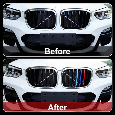 M-Colored Stripe Grille Insert Trims Compatible with BMW 11-20 X3 X4 Flashark