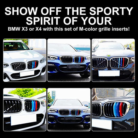 M-Colored Stripe Grille Insert Trims Compatible with BMW 11-20 X3 X4 Flashark