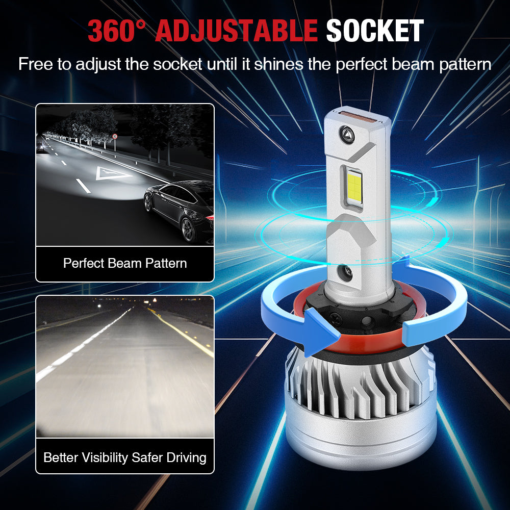 H11 9005 150W 6500K 28000LM White IP67 LED Headlight Bulbs 2 Pairs Flashark