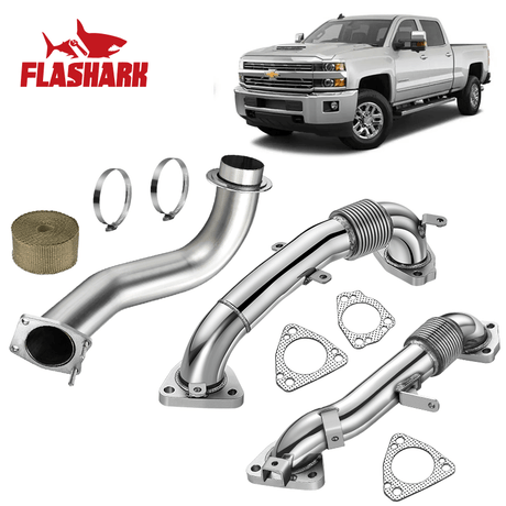 3.5'' Downpipe Exhaust For 2017-2023 Chevy/GMC Silverado/ Sierra L5P Duramax Diesel 6.6L Flashark