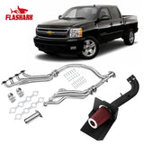 Long Tube Headers for 2007-2014 Chevy Silverado/Suburban/Tahoe GMC Sierra/Yukon Cadillac Escalade 4.8L/5.3L/6.0L/6.2L Vortec Flashark