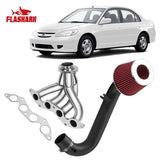 Short/Long Tube Headers For 2001-2005 Honda Civic DX/LX/EX D17A1/D17A2 1.7L 4CYL Flashark