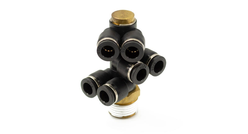 1/2" Male NPT to 6x 5/16" PTC Fitting (6 Way Banjo)
