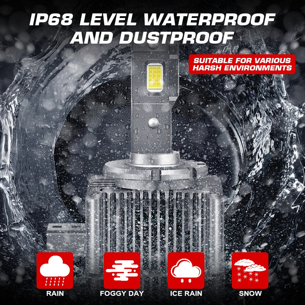 D1S D3S D8S LED Headlight Bulbs 70W 8600LM 6000K White | 2 Bulbs Flashark