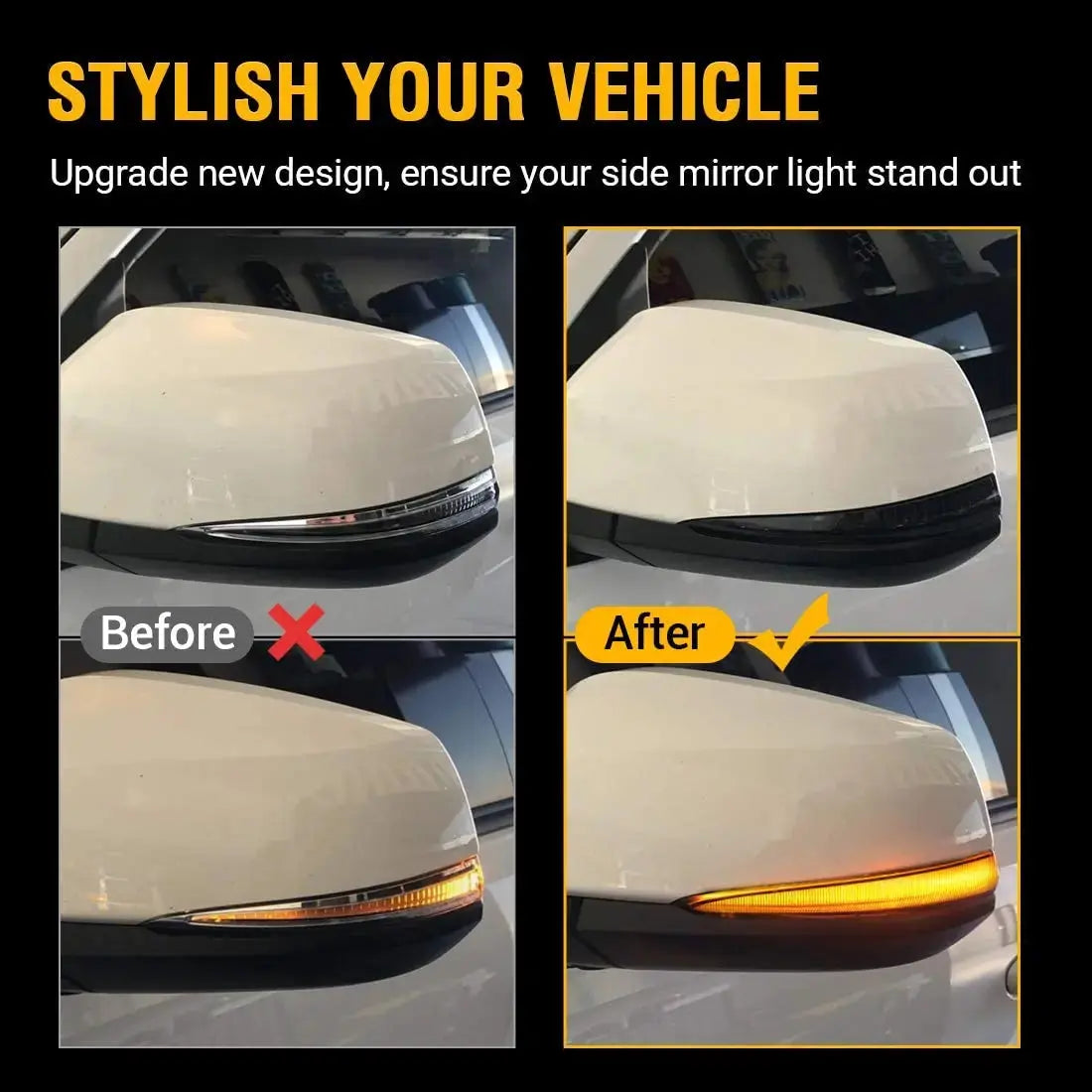 LED Side Mirror Turn Signal Lights, Sequential Dynamic Indicator Strip for 2016-2021 Toyota Tacoma, 2019-2021 RAV4 XA50,2020 Highlander XU70, Alphard Velltire Lexus LM