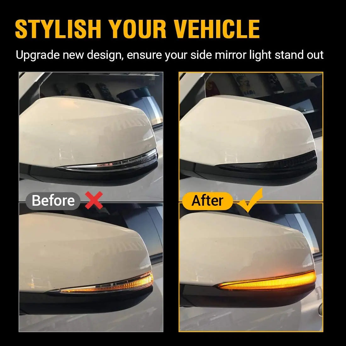 LED Side Mirror Turn Signal Lights, Sequential Dynamic Indicator Strip for 2016-2021 Toyota Tacoma, 2019-2021 RAV4 XA50,2020 Highlander XU70, Alphard Velltire Lexus LM Flashark