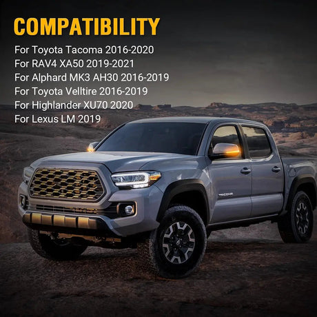 LED Side Mirror Turn Signal Lights, Sequential Dynamic Indicator Strip for 2016-2021 Toyota Tacoma, 2019-2021 RAV4 XA50,2020 Highlander XU70, Alphard Velltire Lexus LM Flashark