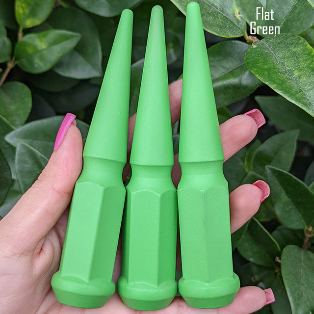 24 Pc 14x1.5 Spike Lug Nuts 4.5" Tall - Powder Coated - Various Colors