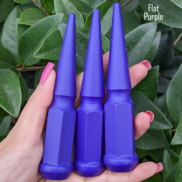 24 Pc 14x1.5 Spike Lug Nuts 4.5" Tall - Powder Coated - Various Colors