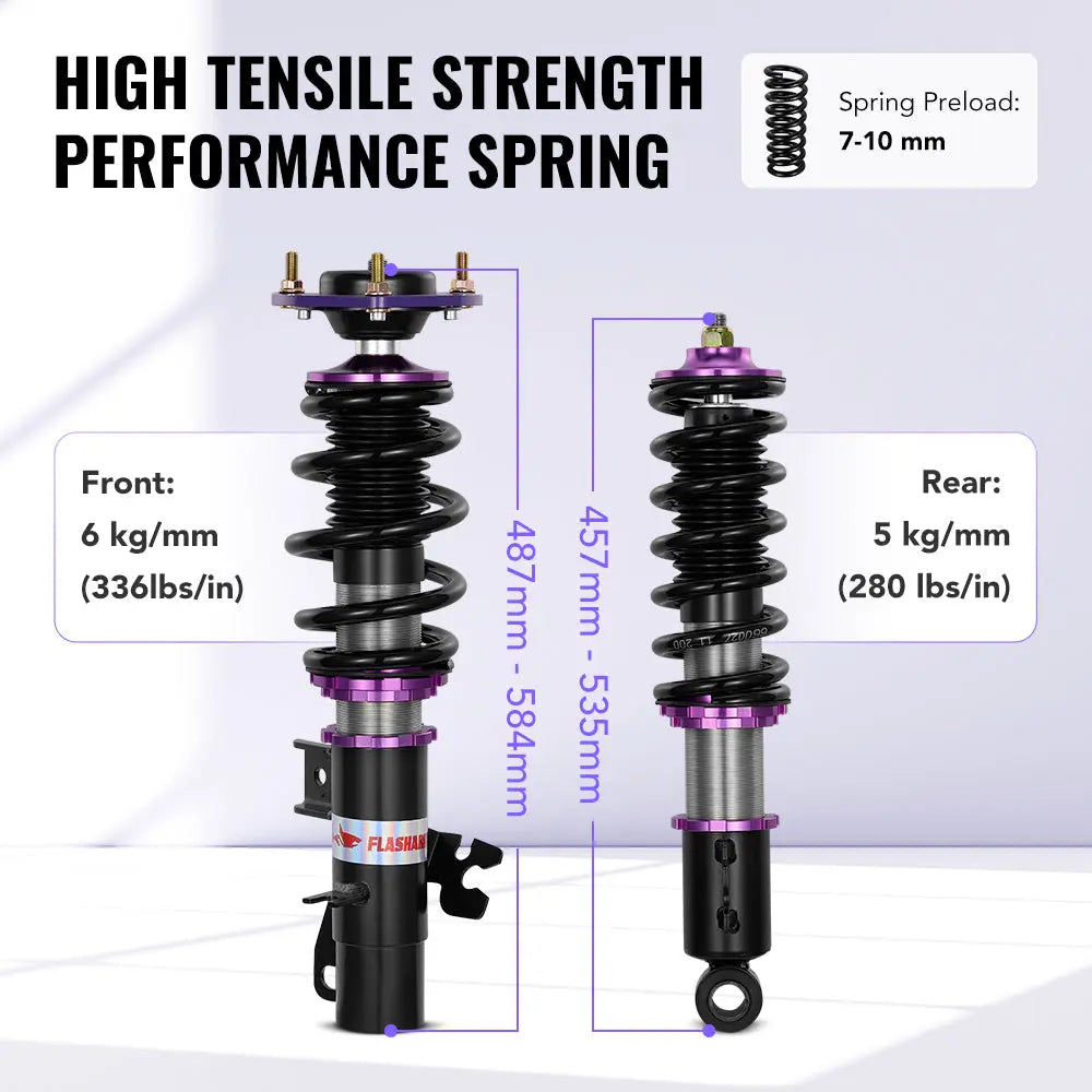 For 2007-2015 MINI Cooper FWD (R56/R57/R58/R59) 32-Way Damping Coilover Shock Absorbers Struts | Flashark