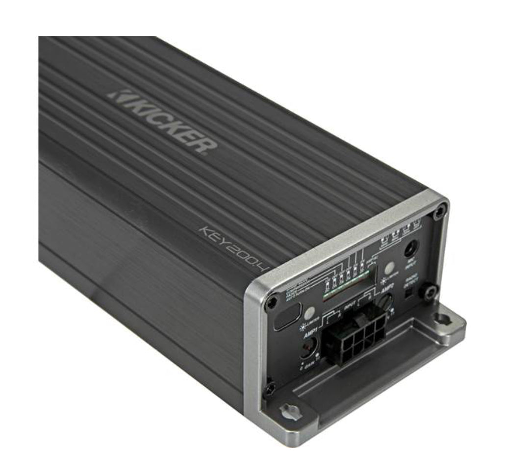 Kicker 47KEY200.4 Amplifier Compact 4-channel car amplifier with automatic tuning DSP — 50 watts RMS x 4