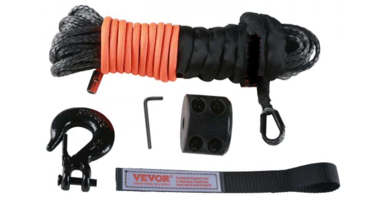 Atv/ UTV Synthetic Winch Rope, 3/16 Inch x 50 Feet 8,350 lbs