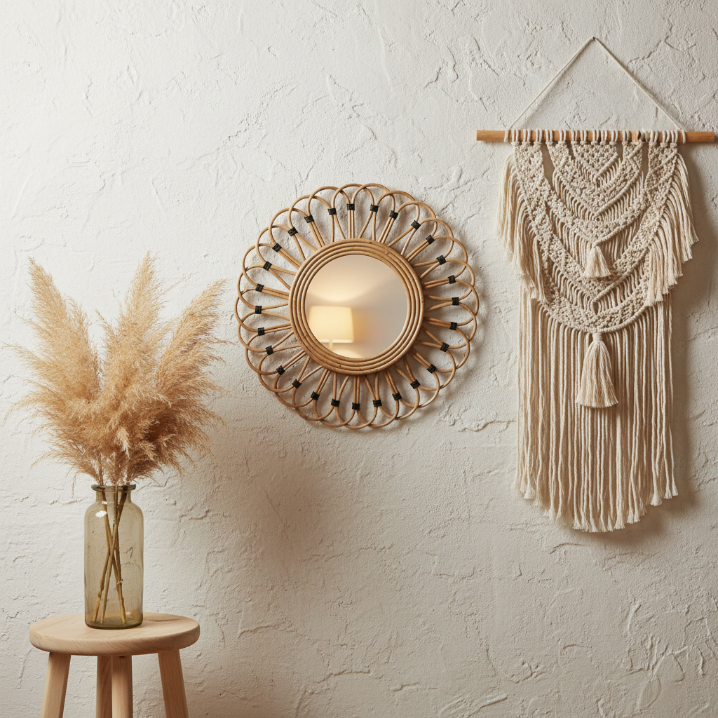 Boho Rattan Mirror KB Decor & More