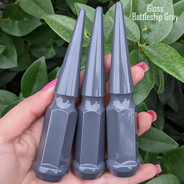 24 Pc 14x1.5 Spike Lug Nuts 4.5" Tall - Powder Coated - Various Colors