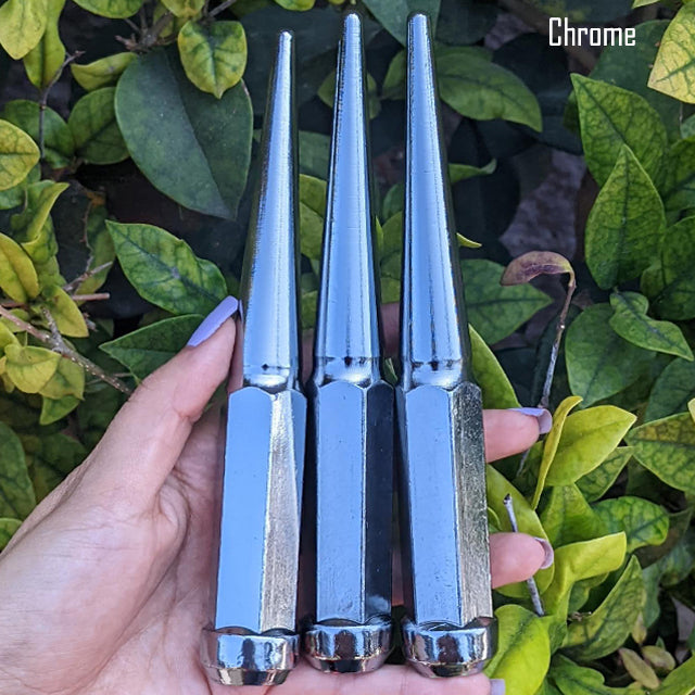 1 Pc 14x1.5 Spike Lug Nuts 6" Tall - Powder Coated - Various Colors