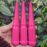 32 Pc 14x1.5 7-Spline Spike Lug Nuts 4.5" Tall - Powder Coated + Key Socket