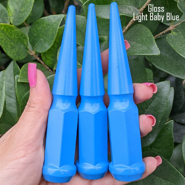 32 Pc 14x1.5 Spike Lug Nuts 4.5" Tall - Powder Coated - Various Colors