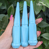 24 Pc 14x1.5 Spike Lug Nuts 4.5" Tall - Powder Coated - Various Colors