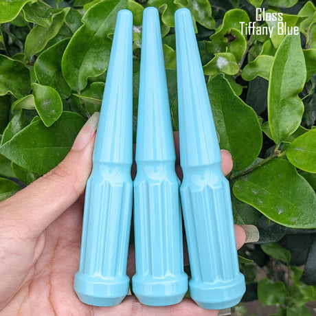 32 Pc 14x1.5 7-Spline Spike Lug Nuts 4.5" Tall - Powder Coated + Key Socket