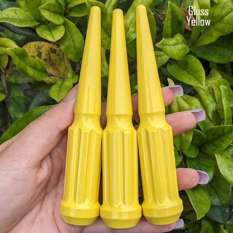 32 Pc 14x1.5 7-Spline Spike Lug Nuts 4.5" Tall - Powder Coated + Key Socket