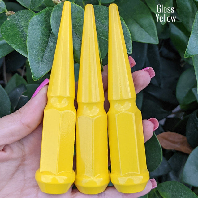 24 Pc 14x1.5 Spike Lug Nuts 4.5" Tall - Powder Coated - Various Colors