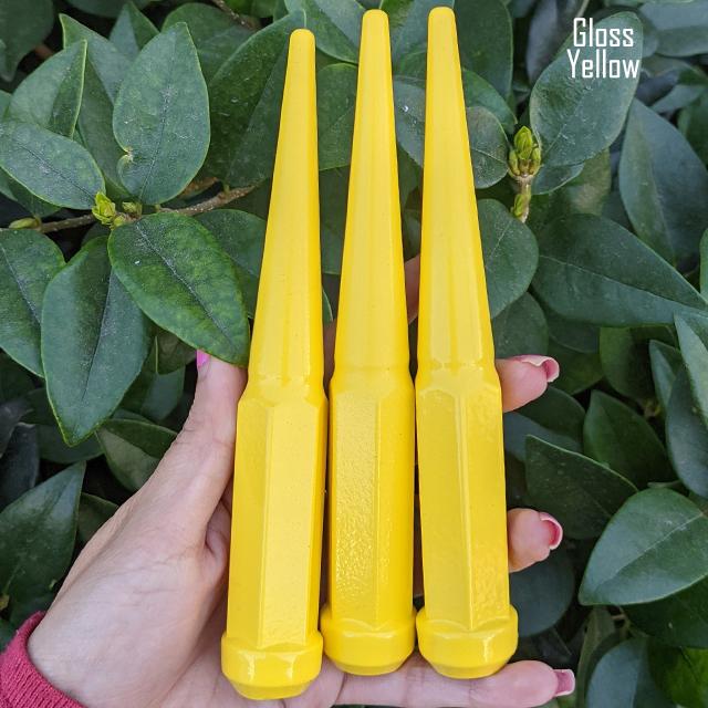 24 Pc 14x1.5 Spike Lug Nuts 6" Tall - Powder Coated - Various Colors