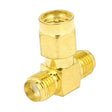 SMA T-Shape Connector Male to x2 Female TekShack