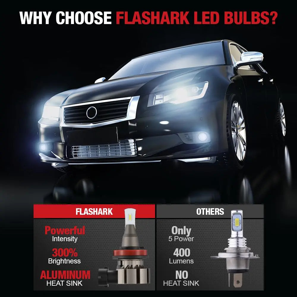XF1 H11/H8/H16 LED Fog Light Bulbs 40W 6000LM 2Pcs Flashark