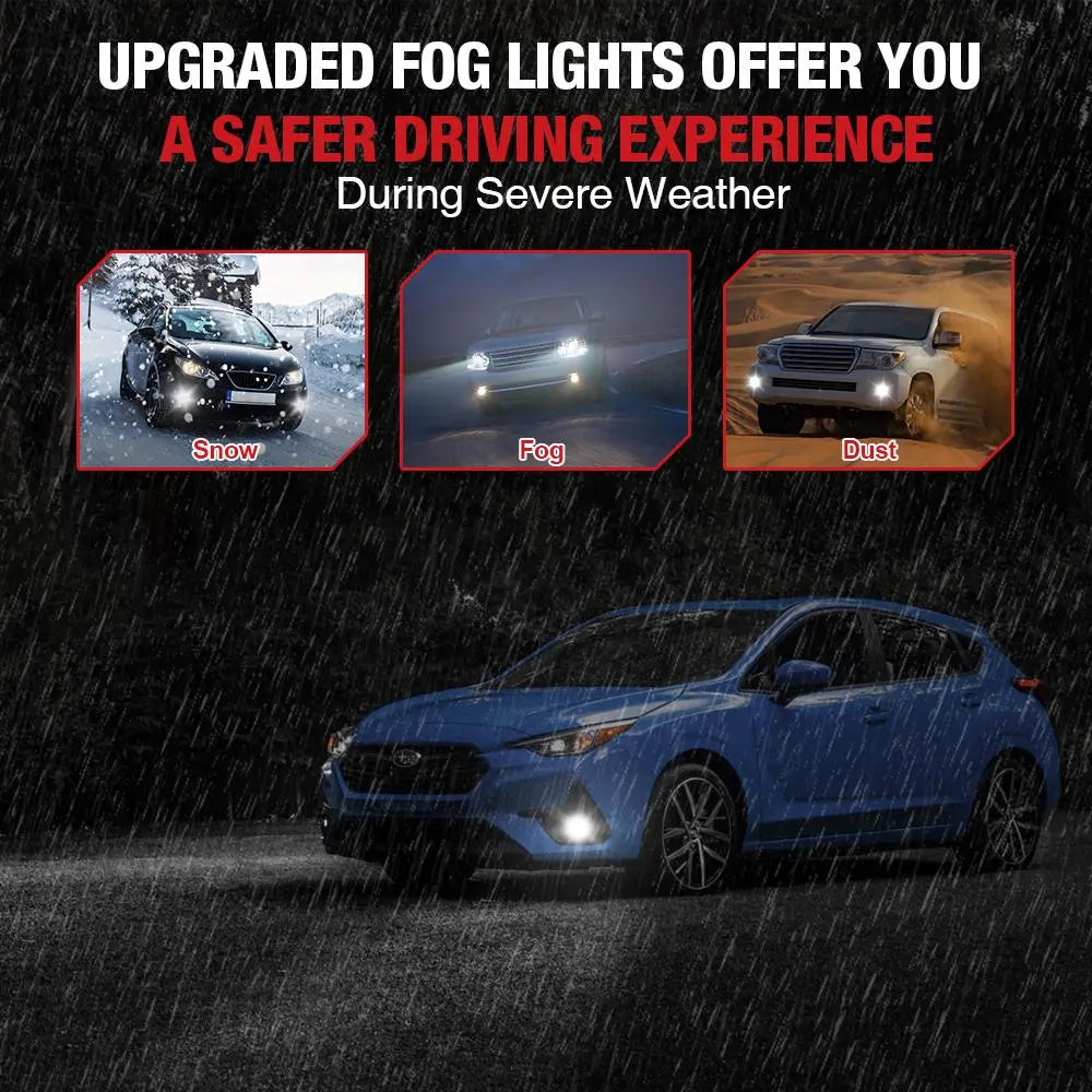 LF1 H11/H8/H16 LED Fog Light Bulbs 6000K 5500LM White 2Pcs Flashark