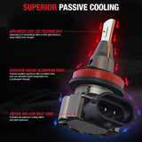 LF1 H11/H8/H16 LED Fog Light Bulbs 6000K 5500LM White 2Pcs