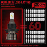 H13/9008 LED Headlight Bulbs 60W 6500K ‎‎18000LM White Dual-function 2Pcs
