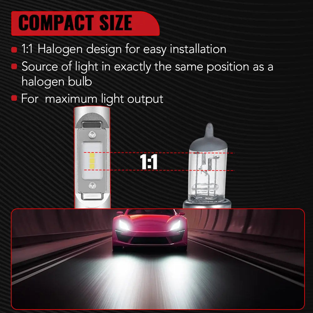 S7 9006/HB4 100W 6500K 22000LM White IP68 LED Headlight Bulbs 2Pcs Flashark